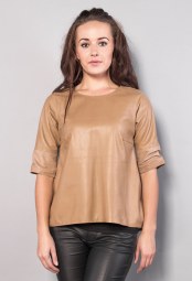 DIVINA BEIGE LEATHER BLOUSE 